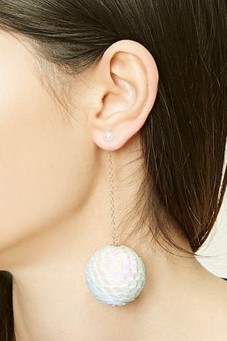 Forever21 Gold Sequined Ball Drop Earrings