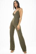Forever21 Metallic Striped Jumpsuit