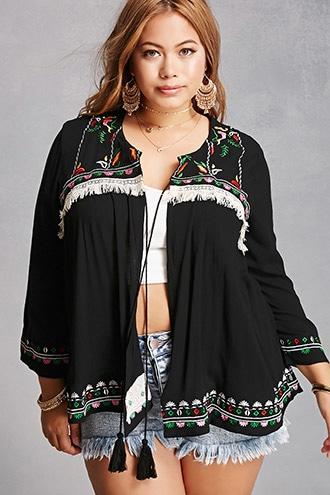 Forever21 Plus Size Embroidered Cardigan