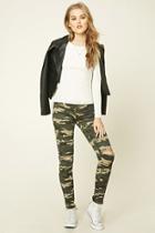 Forever21 Women's  Olive & Brown Camo Print Skinny Jeans