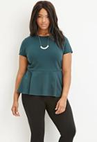 Forever21 Plus Women's  Classic Peplum Top (hunter Green)
