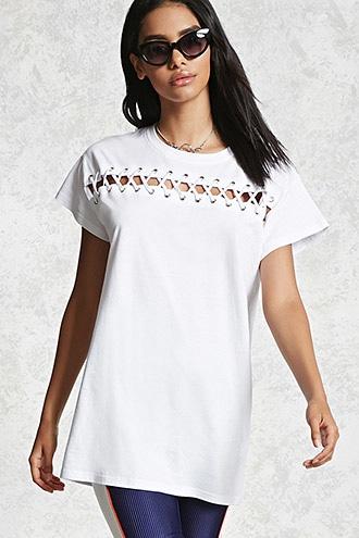 Forever21 Crisscross Grommet Tee