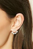 Forever21 Silver Floral Rhinestone Ear Jackets