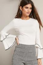Forever21 Ribbed Knit Flounce-sleeve Top