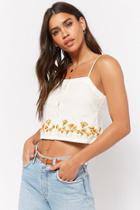 Forever21 Embroidered Poppy Button-down Cami