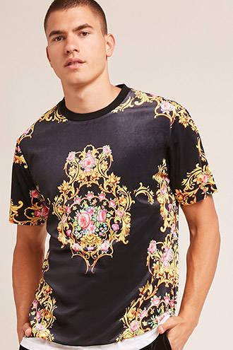 Forever21 Floral Filigree Print Velvet Tee