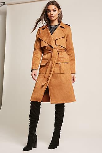 Forever21 Faux Suede Trench Coat