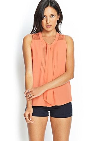 Forever21 Lace Paneled Tie Top