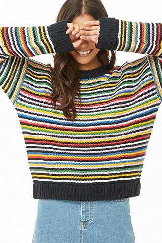Forever21 Multicolored Drop-shoulder Sweater
