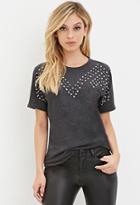 Forever21 Brushed Knit Bejeweled Tee