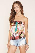 Forever21 Women's  White Abstract Print Tube Top