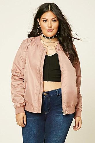 Forever21 Plus Women's  Mauve Plus Size Bomber Jacket