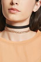 Forever21 Chain Faux Leather Choker Set