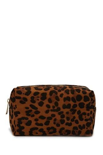 Forever21 Faux Suede Leopard Makeup Bag