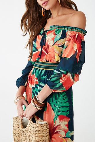 Forever21 Floral Off-the-shoulder Ruffle Dress