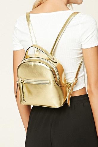 Forever21 Gold Faux Leather Backpack