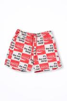 Forever21 Checkered Coca-cola Graphic Swim Trunks