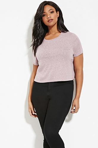Forever21 Plus Women's  Dark Purple Plus Size Slub Knit Tee