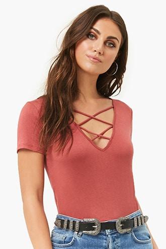 Forever21 Slub Knit Crisscross Top