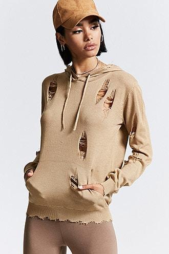 Forever21 Distressed Sharkbite Hoodie