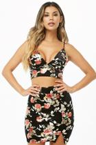 Forever21 Velvet Metallic Floral Cropped Cami & Mini Skirt Set