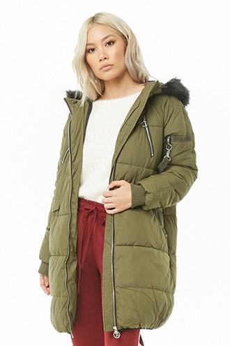 Forever21 Vero Moda Hooded Longline Puffer Jacket
