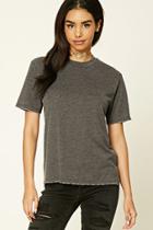 Forever21 Women's  Charcoal Distressed Boxy Tee