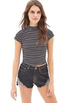 Forever21 Striped High-neck Top