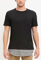 21 Men Stripe-paneled Double-layer Pocket Tee