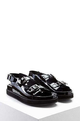 Forever21 Faux Patent Buckled Sandals