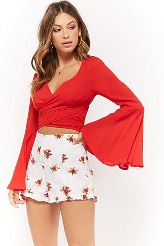 Forever21 Ruffle-trim Floral Print Shorts