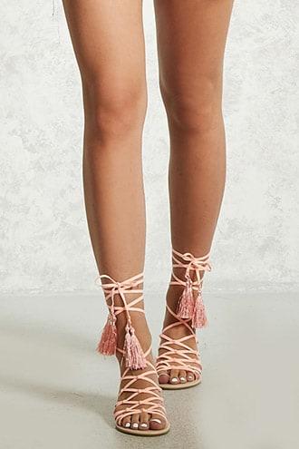 Forever21 Faux Suede Ghillie Lace Sandals