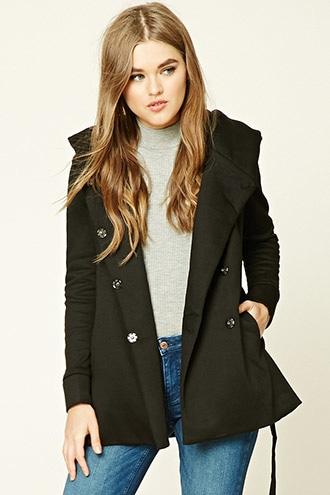 Forever21 Women's  Hooded Button-front Jacket