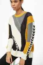 Forever21 Colorblock Mixed Knit Sweater