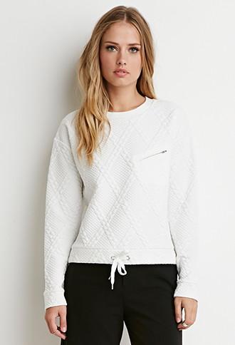 Forever21 Diamond-patterned Matelasse Pullover