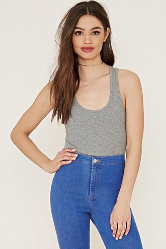 Forever21 Women's  Heather Grey Classic Racerback Tank