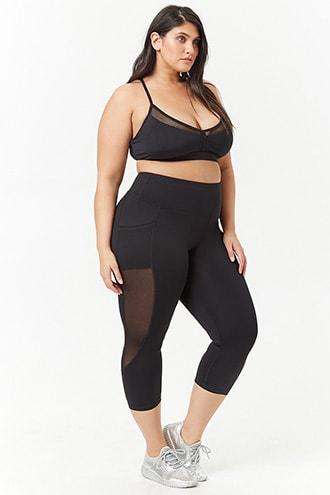 Forever21 Plus Size Mesh-panel Capri Leggings