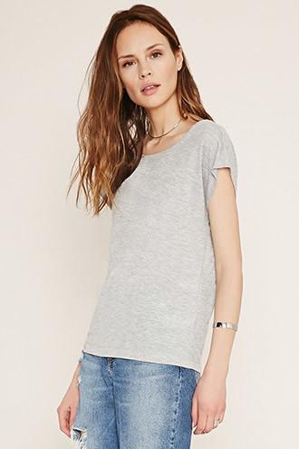 Love21 Women's  Heather Grey Contemporary Back-cutout Top