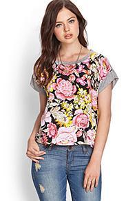 Forever21 Mixed Media Floral Top