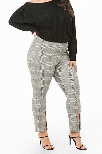 Forever21 Plus Size Glen Plaid Slit Pants