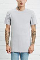 21 Men Men's  Grey Cotton-blend Longline Tee