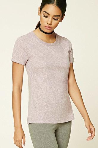 Forever21 Plus Women's  Dark Purple Slub Knit Crew Neck Tee