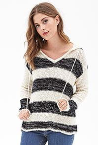 Forever21 Striped Sweater-knit Hoodie