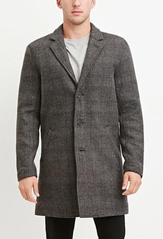 21 Men Longline Glen Plaid Coat