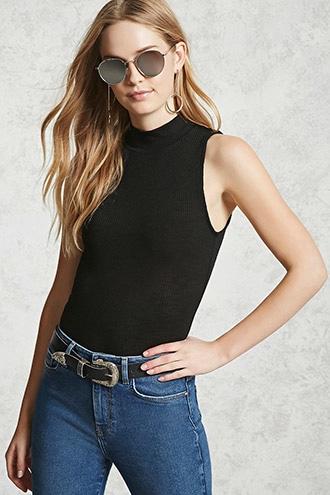 Forever21 Mock Neck Ribbed Tank Top