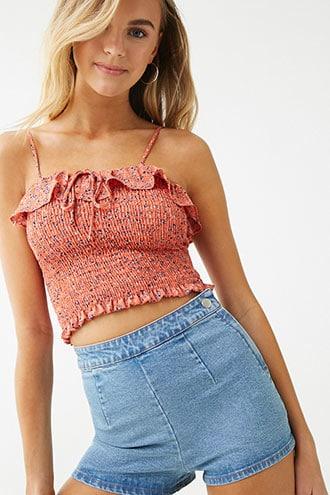Forever21 Smocked Floral Print Cami
