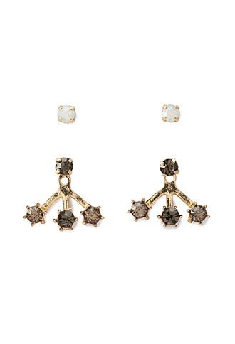 Forever21 Rhinestone Ear Jacket Set (gold/grey)