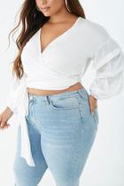 Forever21 Plus Size Satin Gathered-sleeve Top