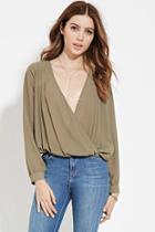 Forever21 Women's  Surplice-front Pleated Blouse