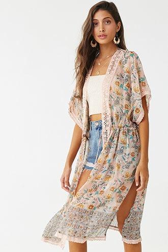 Forever21 Chiffon Floral Print Cardigan